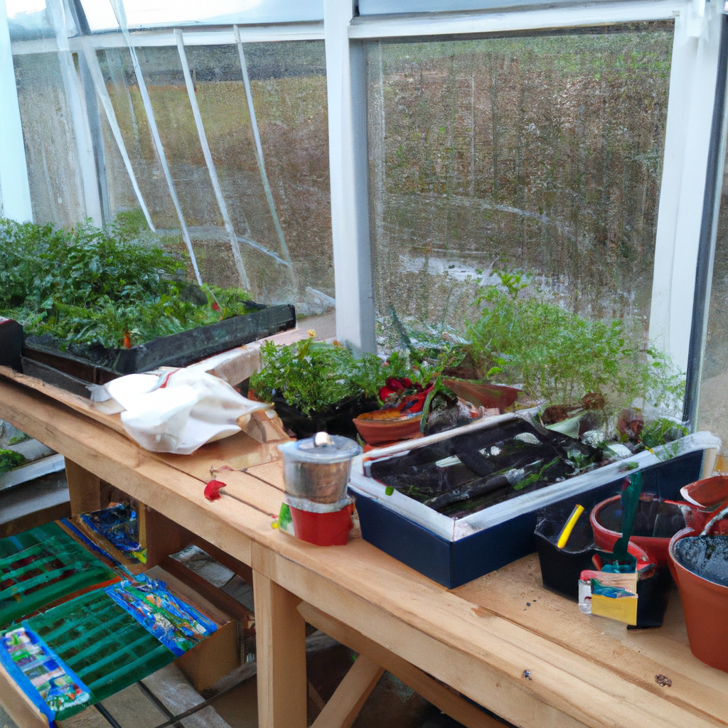 Plantning af køkkenhave i drivhus